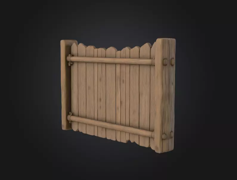 Rustic Wooden Signboard Low-poly 3D model_3