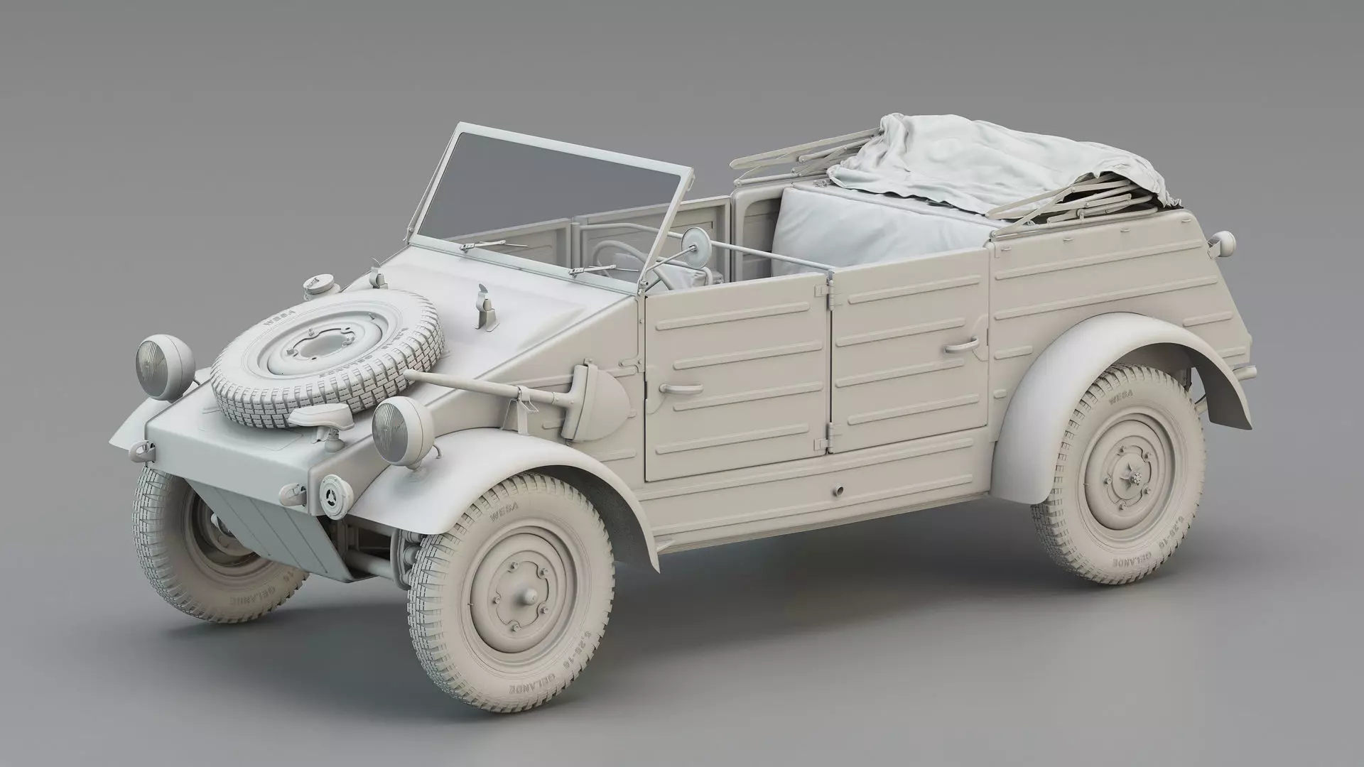 WWII German Military Utility Car 3D model