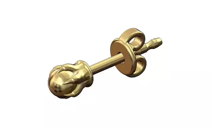 Carved claw bead vintage stud earring