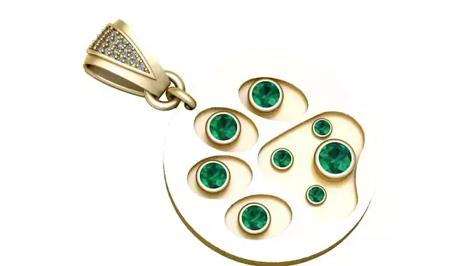  Emerald and Diamond Pendant