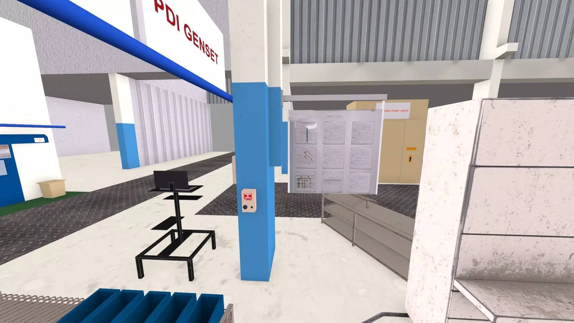 Engine Warehouse Low-poly 3D model_7