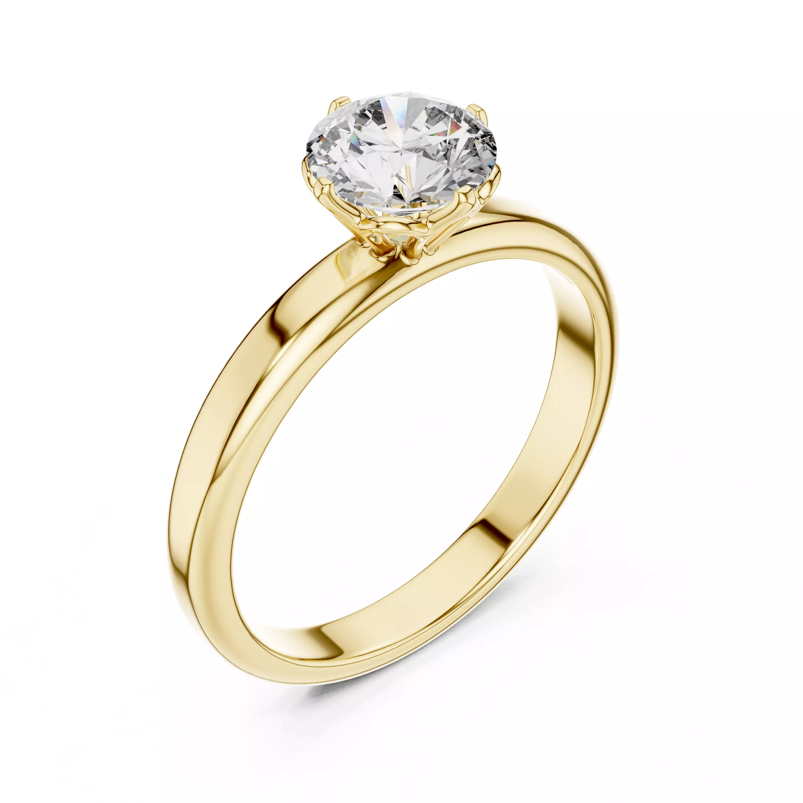 Solitaire Round Cut Diamond Engagement Ring 3DM STL Video 3D print model_7