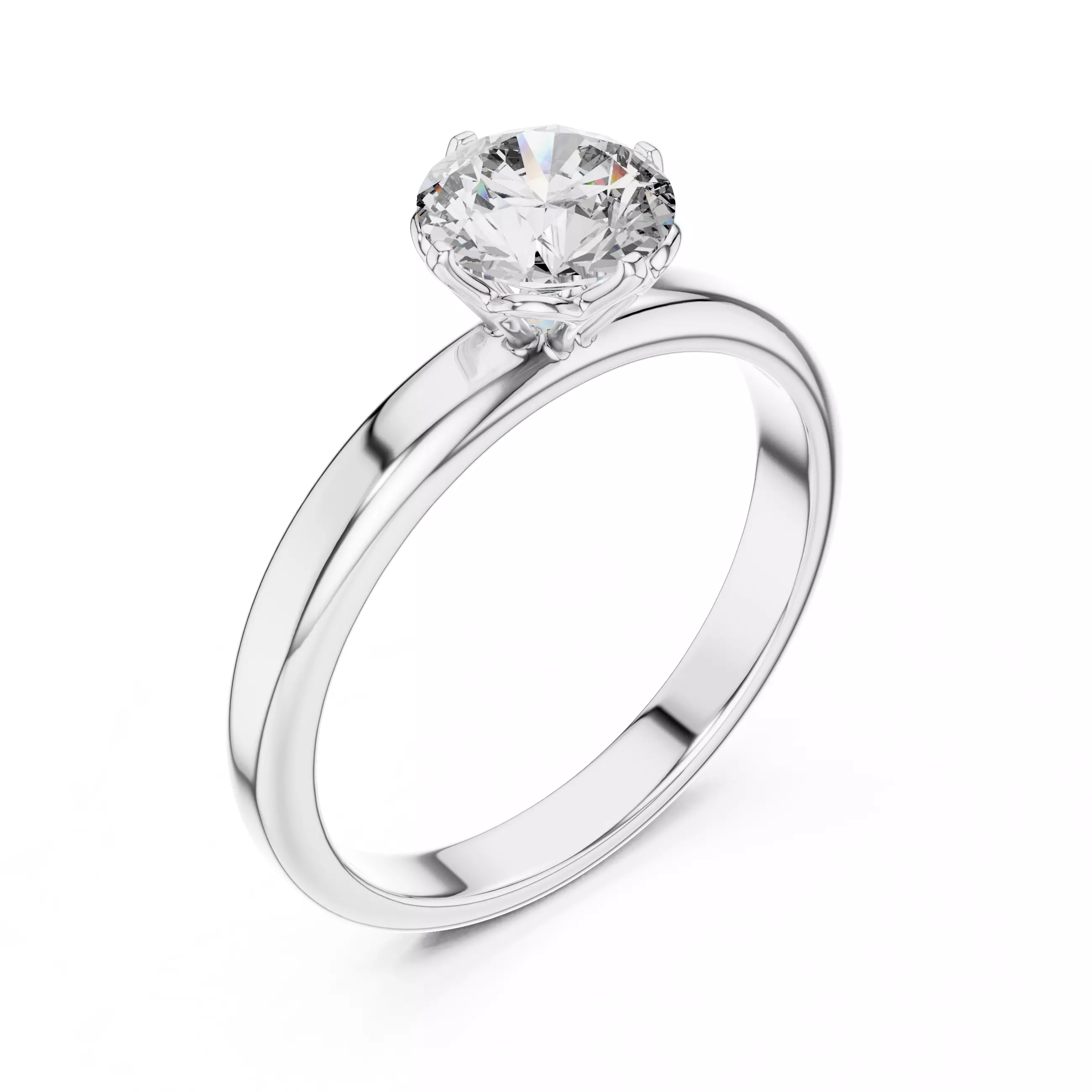 Solitaire Round Cut Diamond Engagement Ring 3DM STL Video 3D print model_10