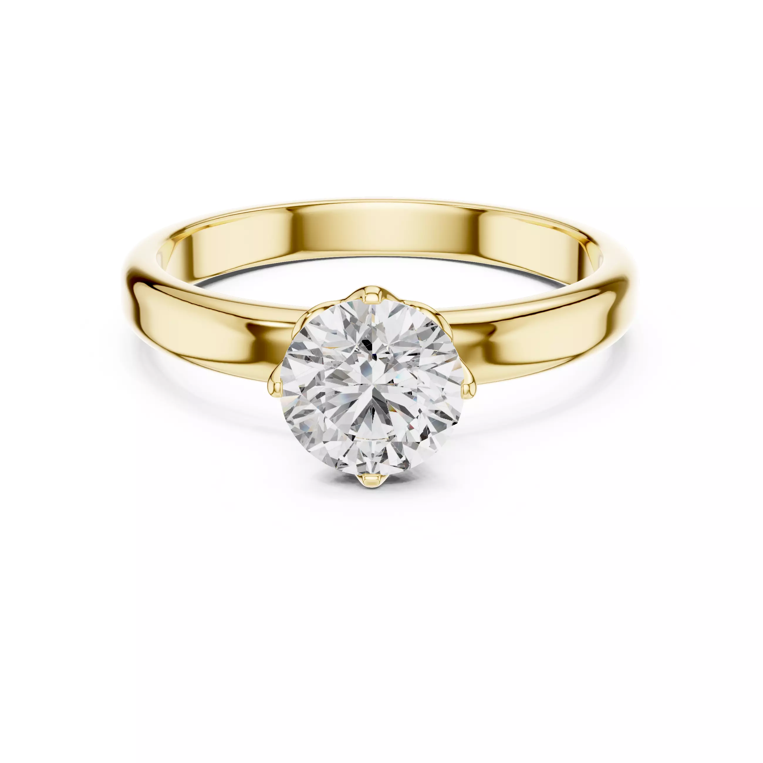 Solitaire Round Cut Diamond Engagement Ring 3DM STL Video 3D print model_1