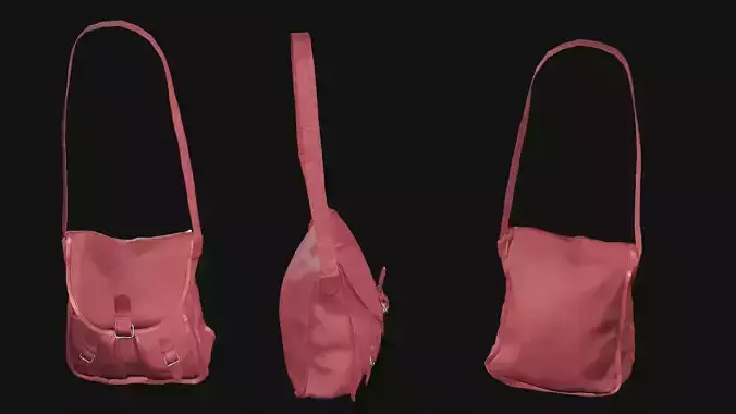 Ladies fabric Tote Bag Red Color Love Poly 3D Model