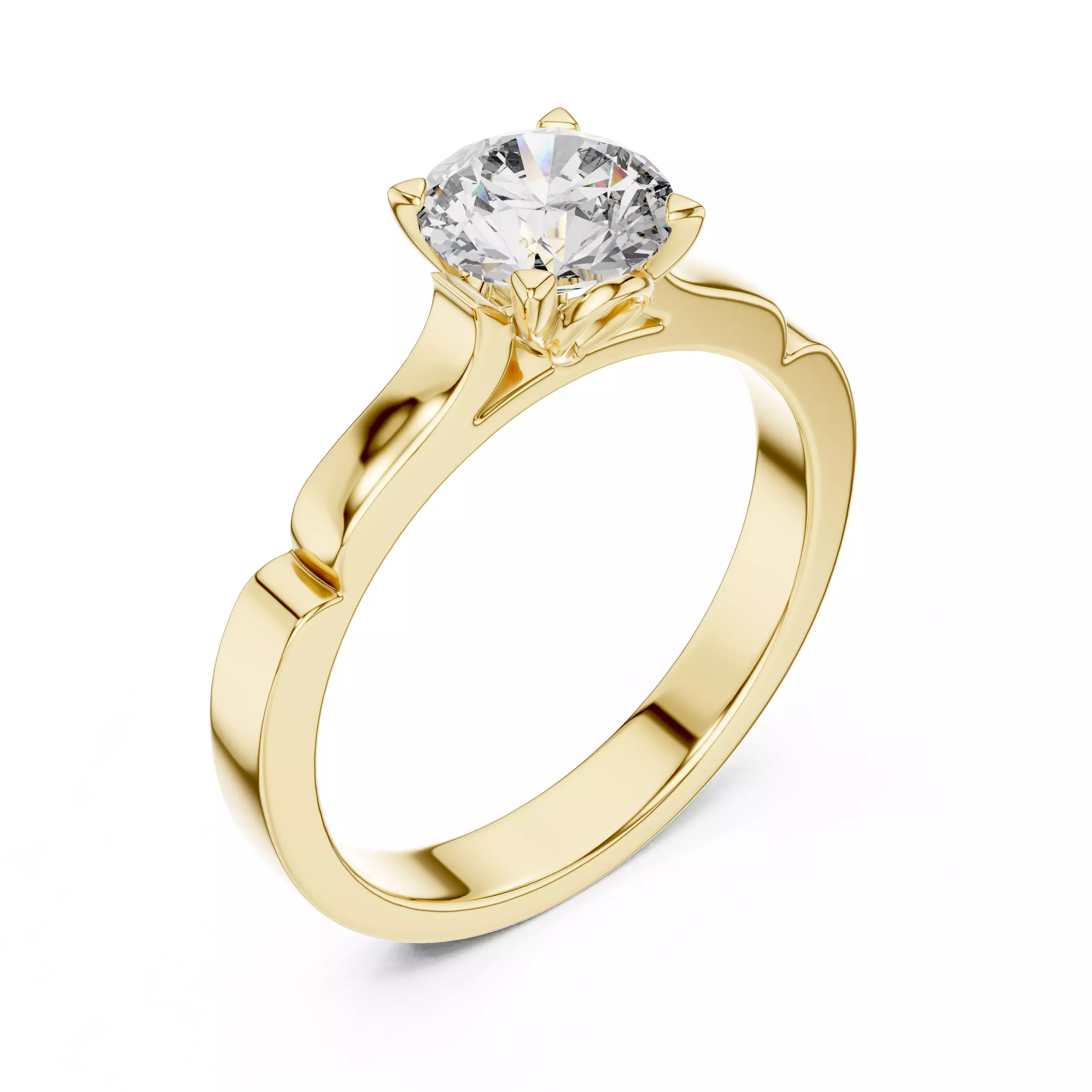 Solitaire Round Diamond Engagement Wedding Ring 3DM STL Video 3D print model_7