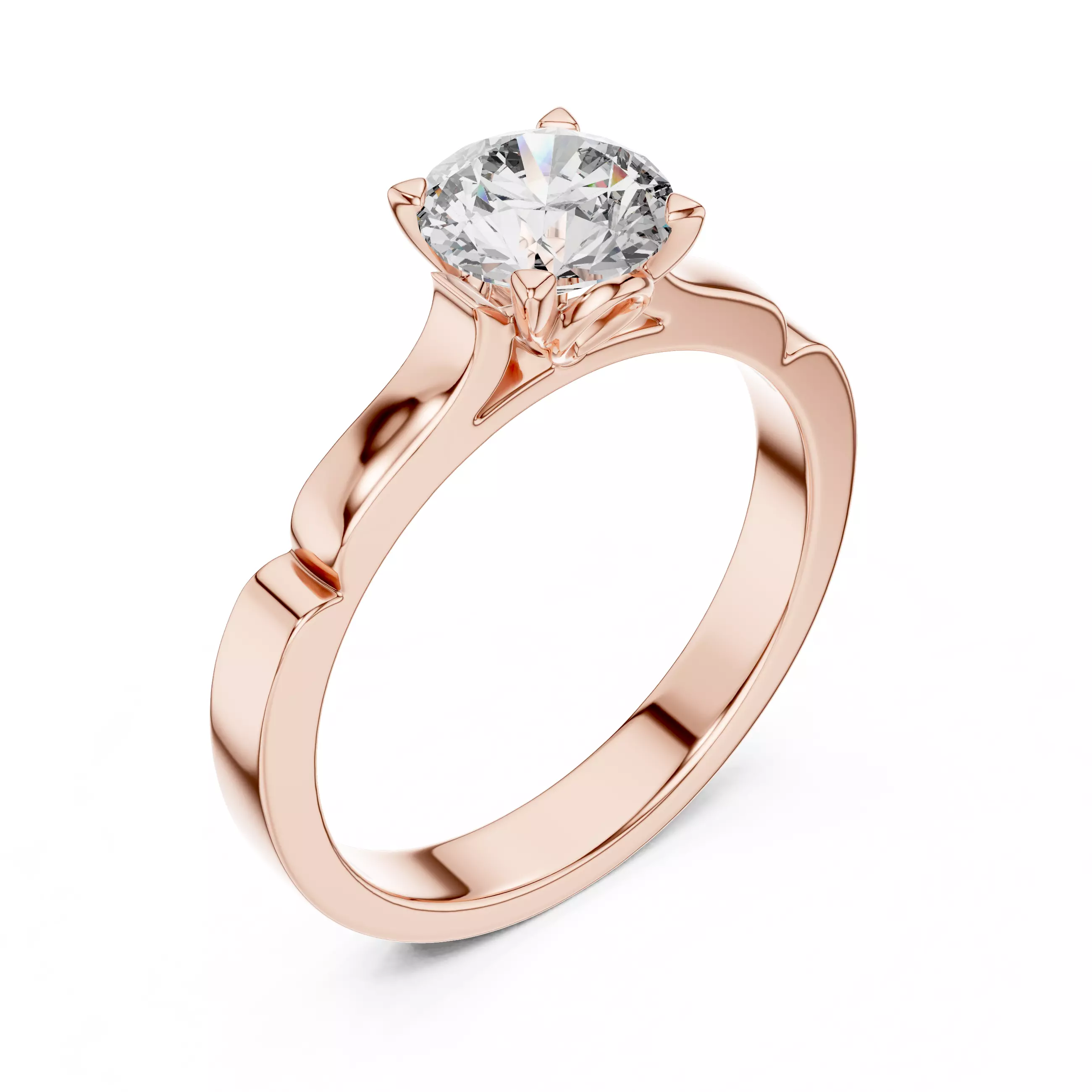 Solitaire Round Diamond Engagement Wedding Ring 3DM STL Video 3D print model_4