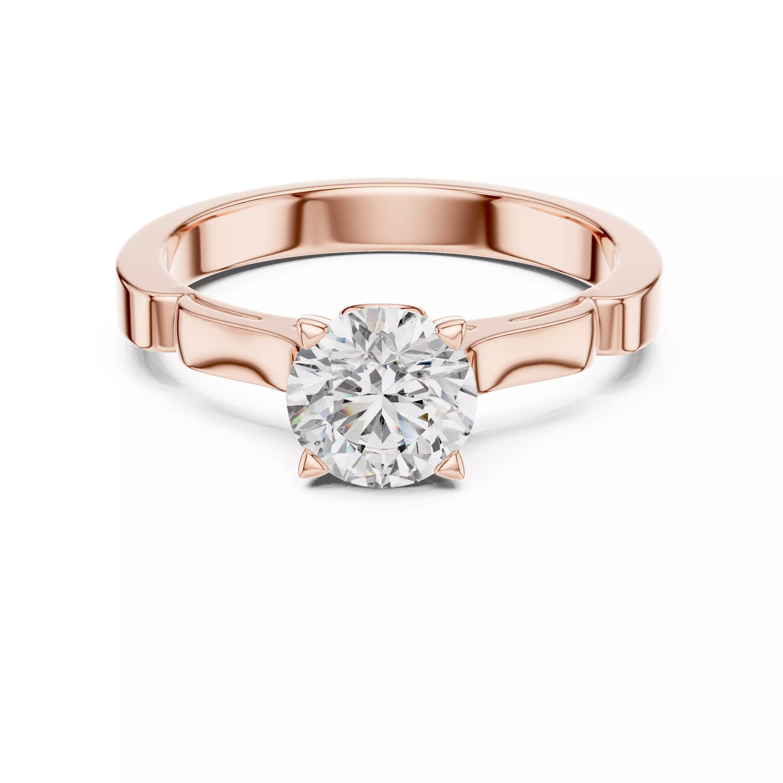 Solitaire Round Diamond Engagement Wedding Ring 3DM STL Video 3D print model_0