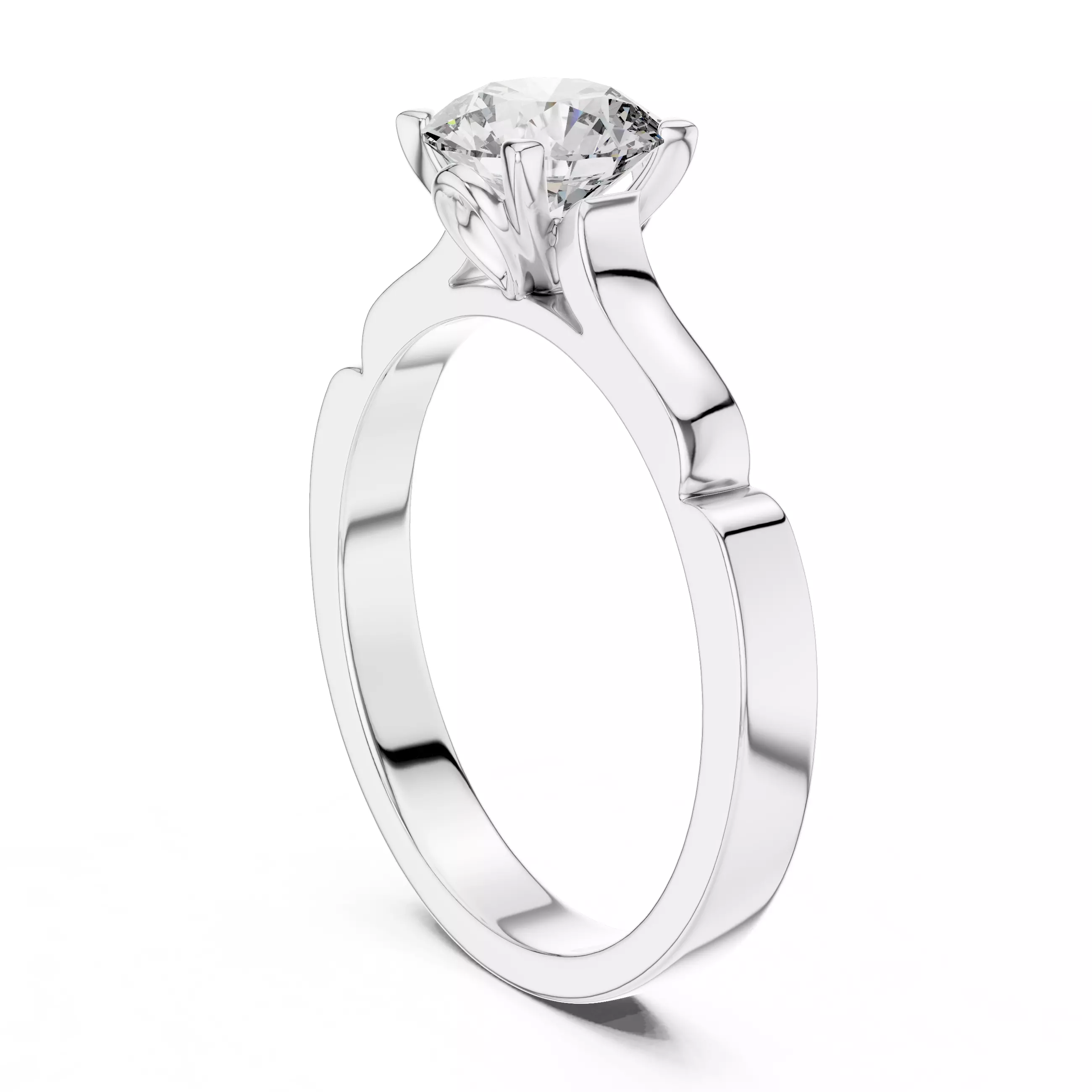 Solitaire Round Diamond Engagement Wedding Ring 3DM STL Video 3D print model_9