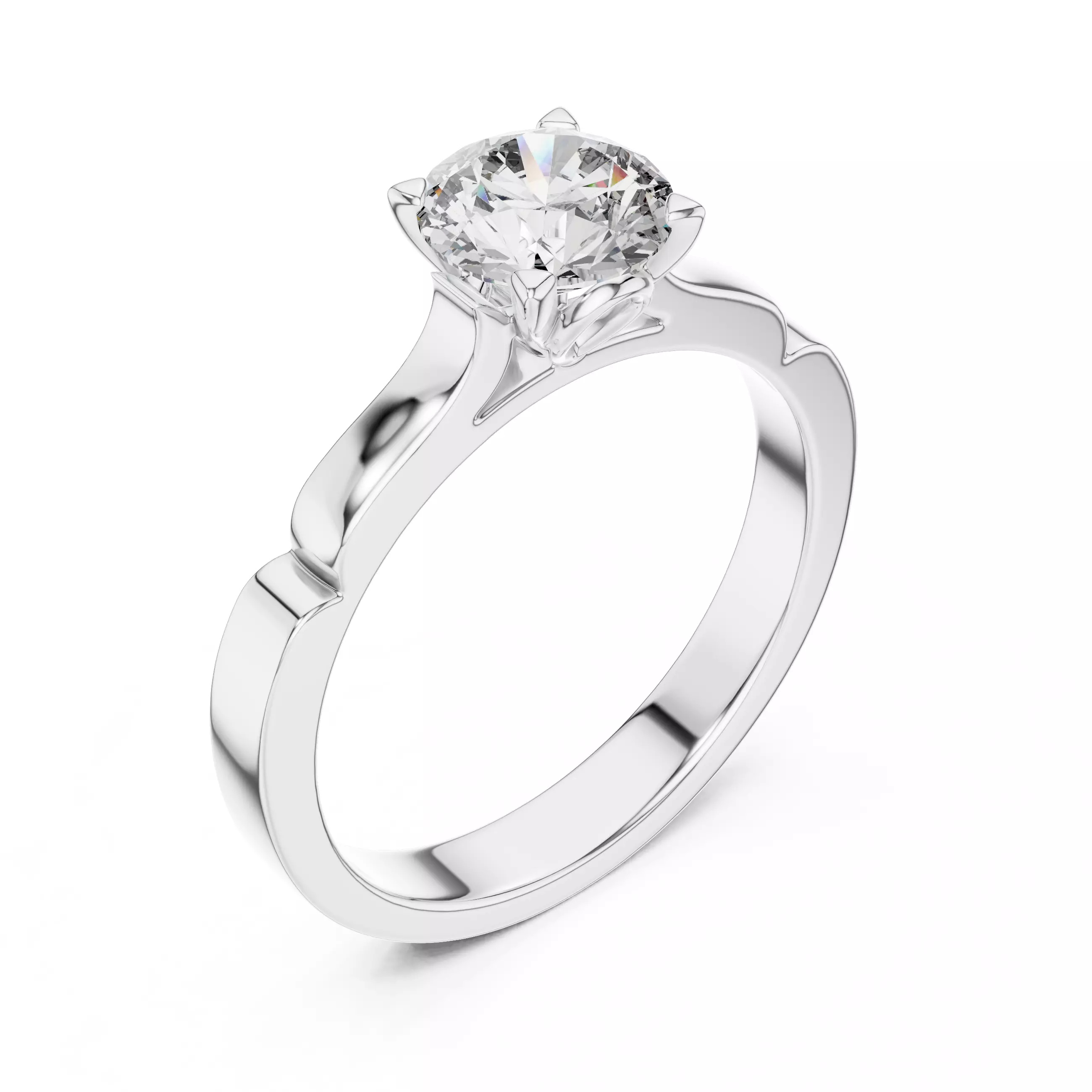 Solitaire Round Diamond Engagement Wedding Ring 3DM STL Video 3D print model_10