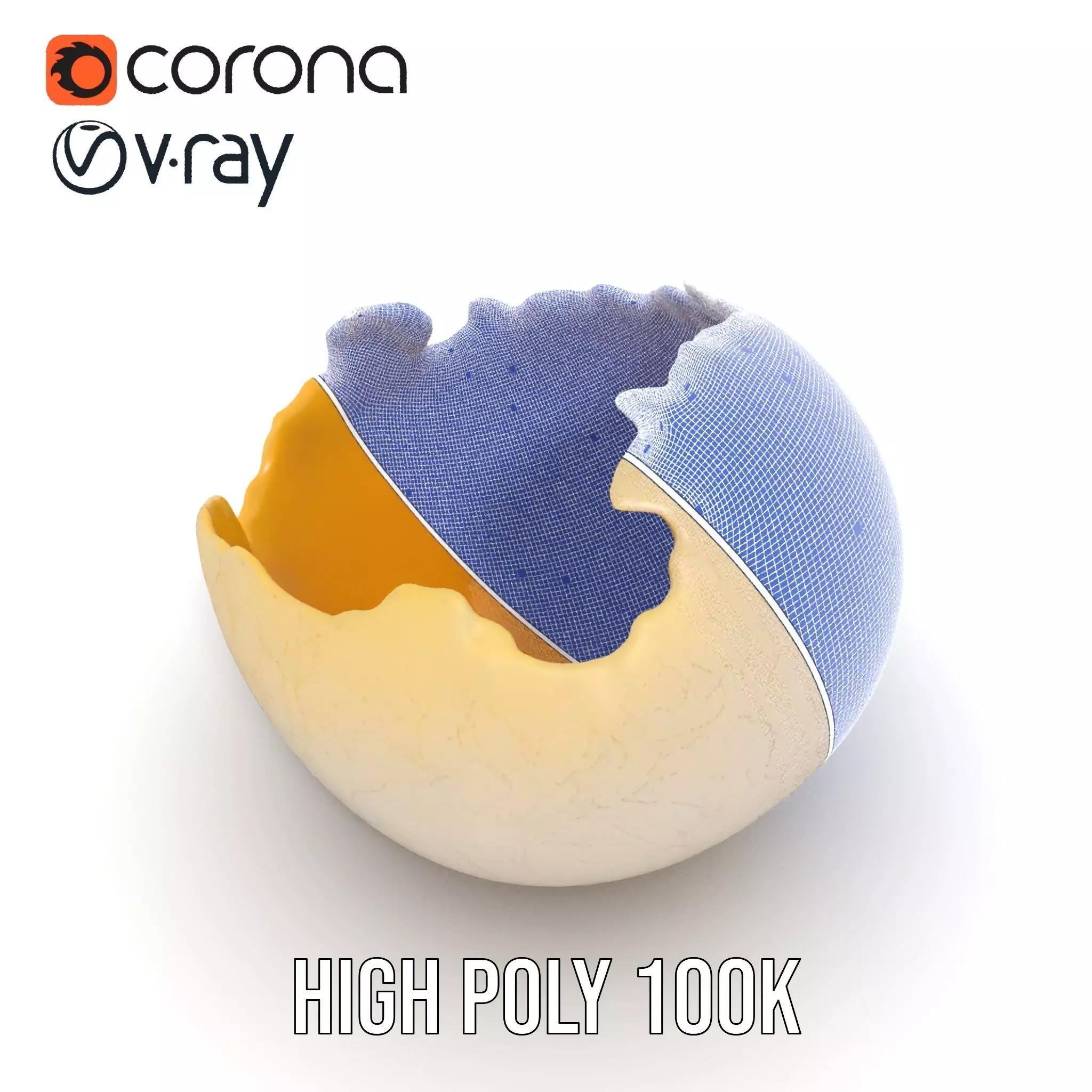 Cracked Eggshell model pack Low-poly 3D model_29