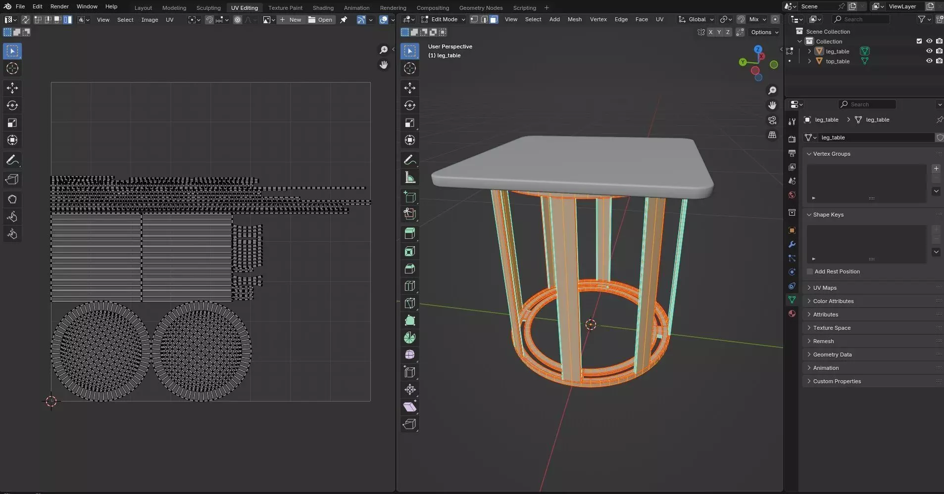 Square Table CG6 3D model_9
