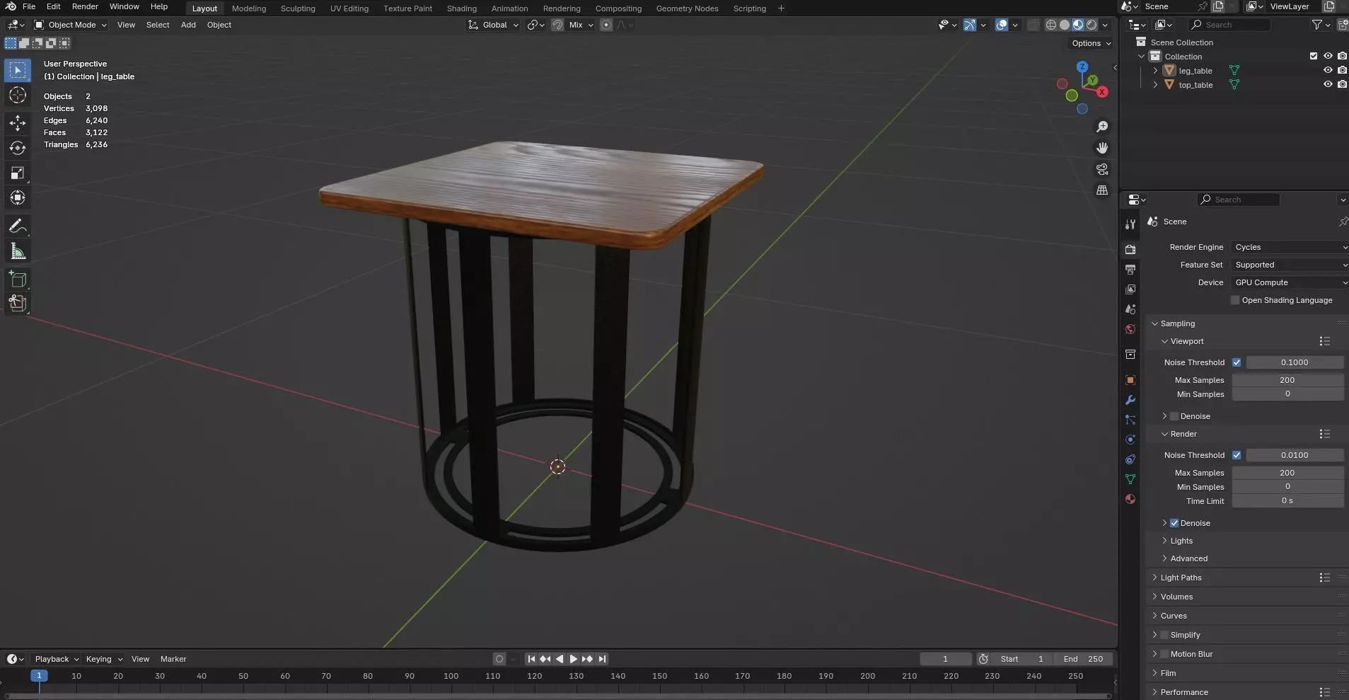 Square Table CG6 3D model_8