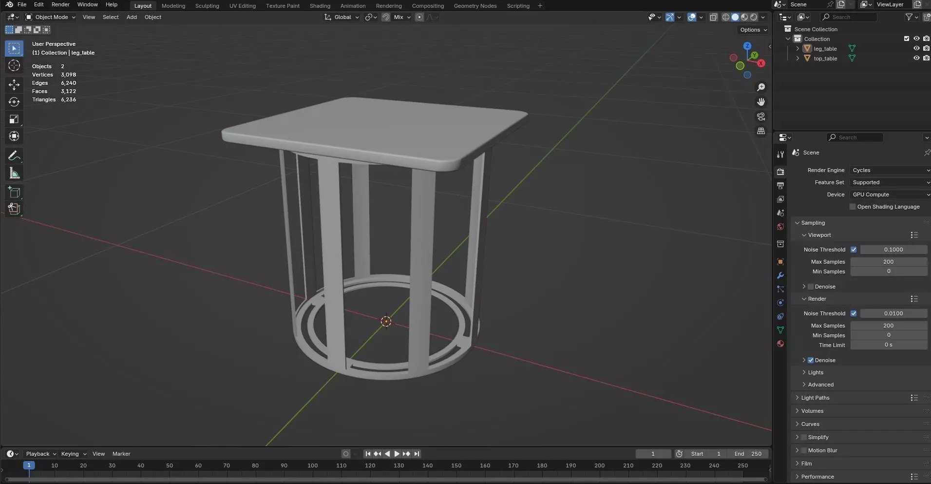 Square Table CG6 3D model_7