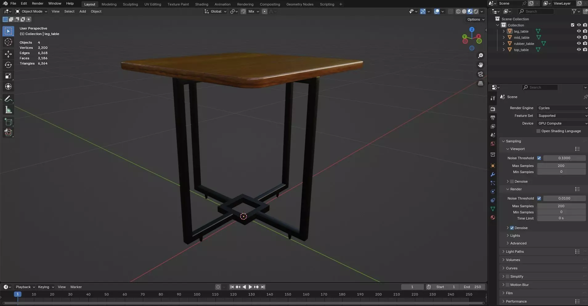 Square Table CG7 3D model_8
