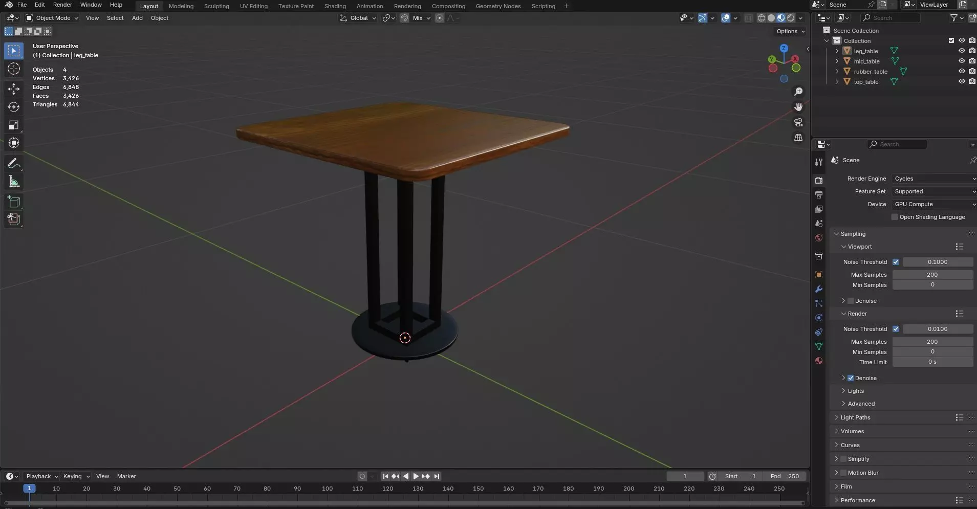 Square Table CG8 3D model_8