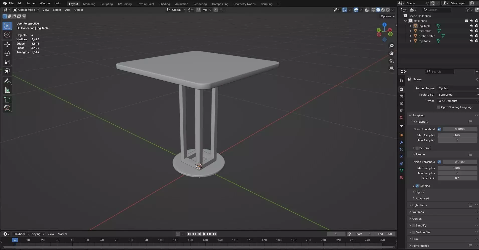 Square Table CG8 3D model_7