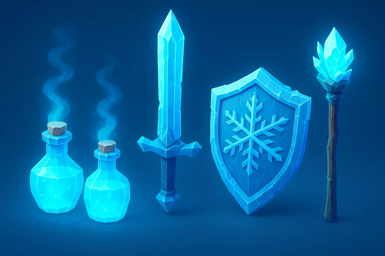 Low Poly Fire Fantasy Props Pack RPG Weapons Potions 3D print model_8
