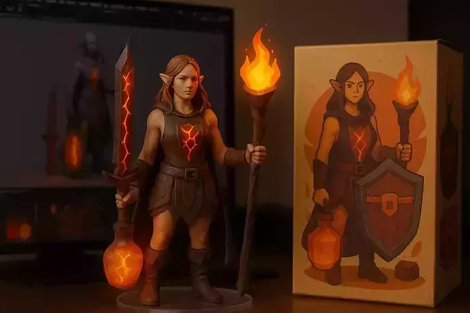 Low Poly Fire Fantasy Props Pack RPG Weapons Potions 3D print model Low Poly Fire Fantasy Props Pack RPG Weapons Potions 3D print model