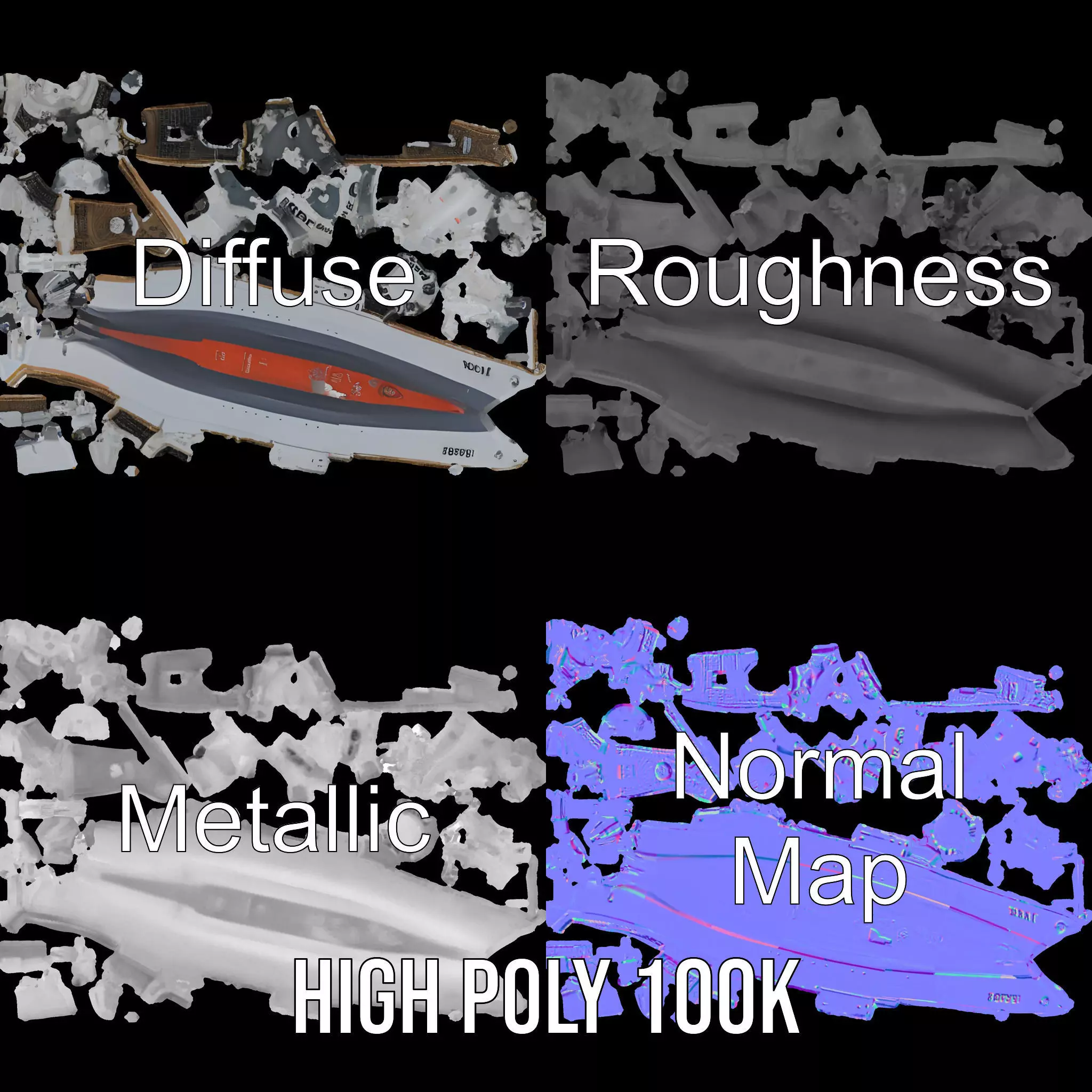 Modern Naval Cruiser model pack Low-poly 3D model_4