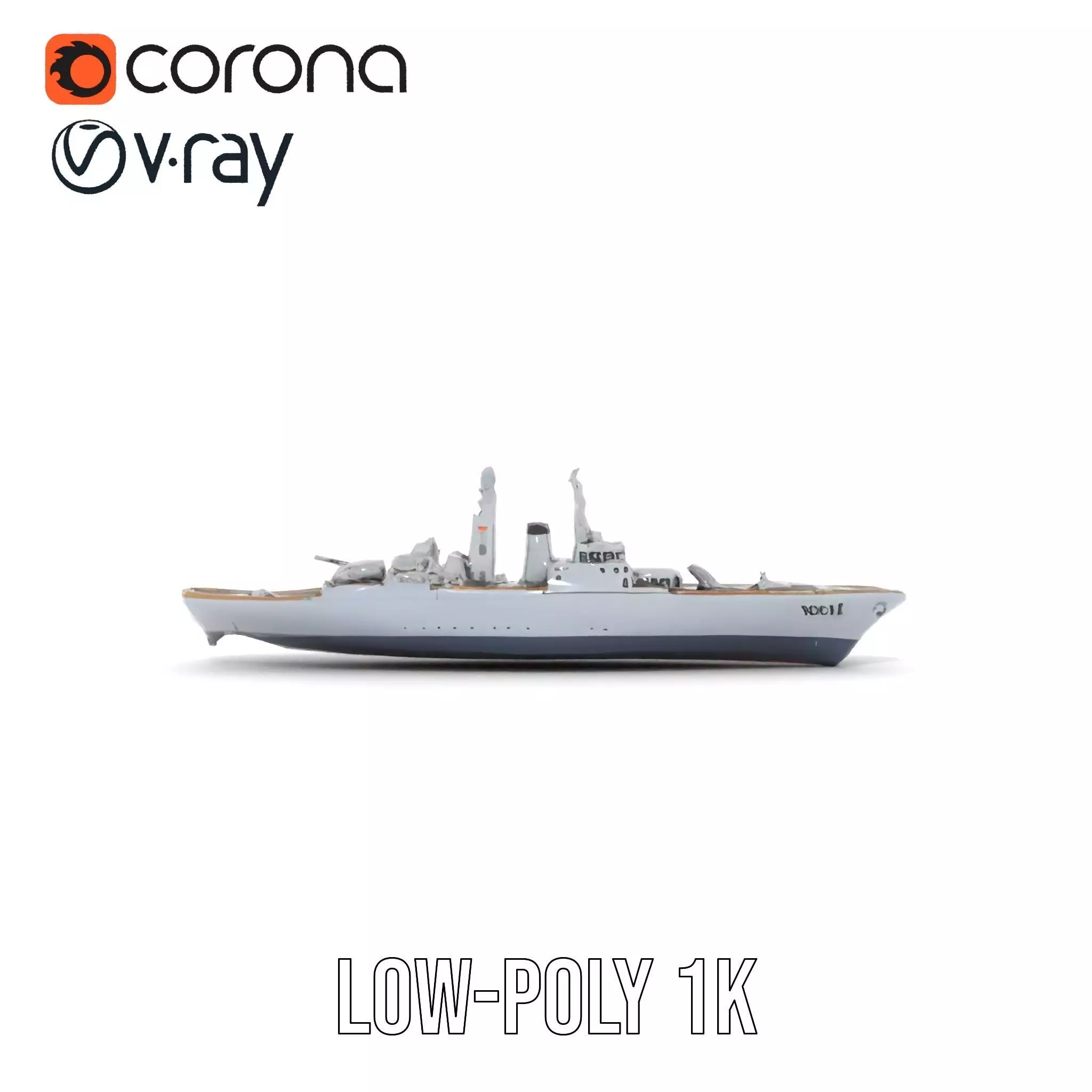 Modern Naval Cruiser model pack Low-poly 3D model_15