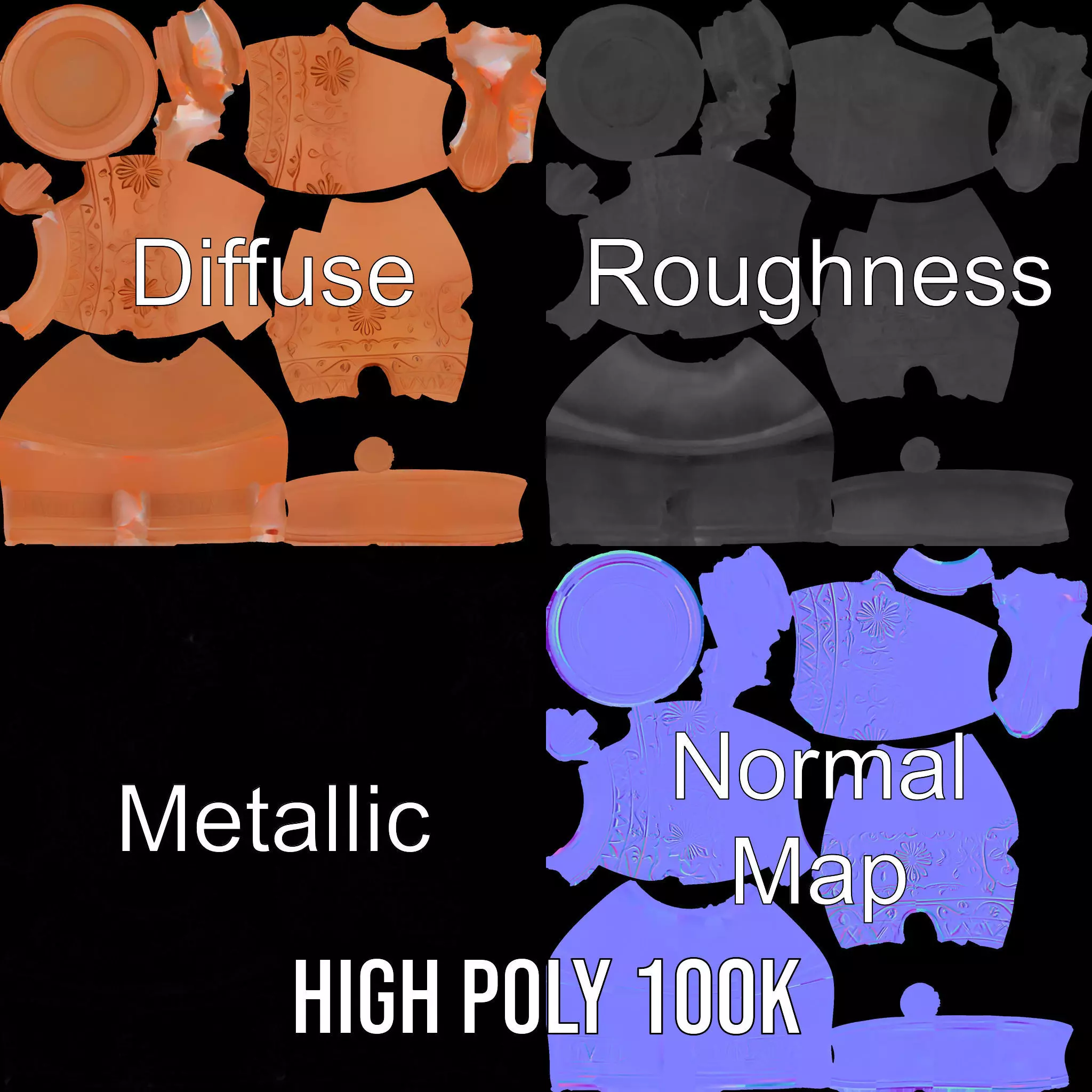 Terracotta Vase model pack Low-poly 3D model_4