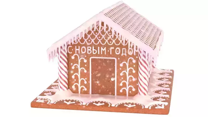 Gingerbread House for New Year Low-poly 3D model