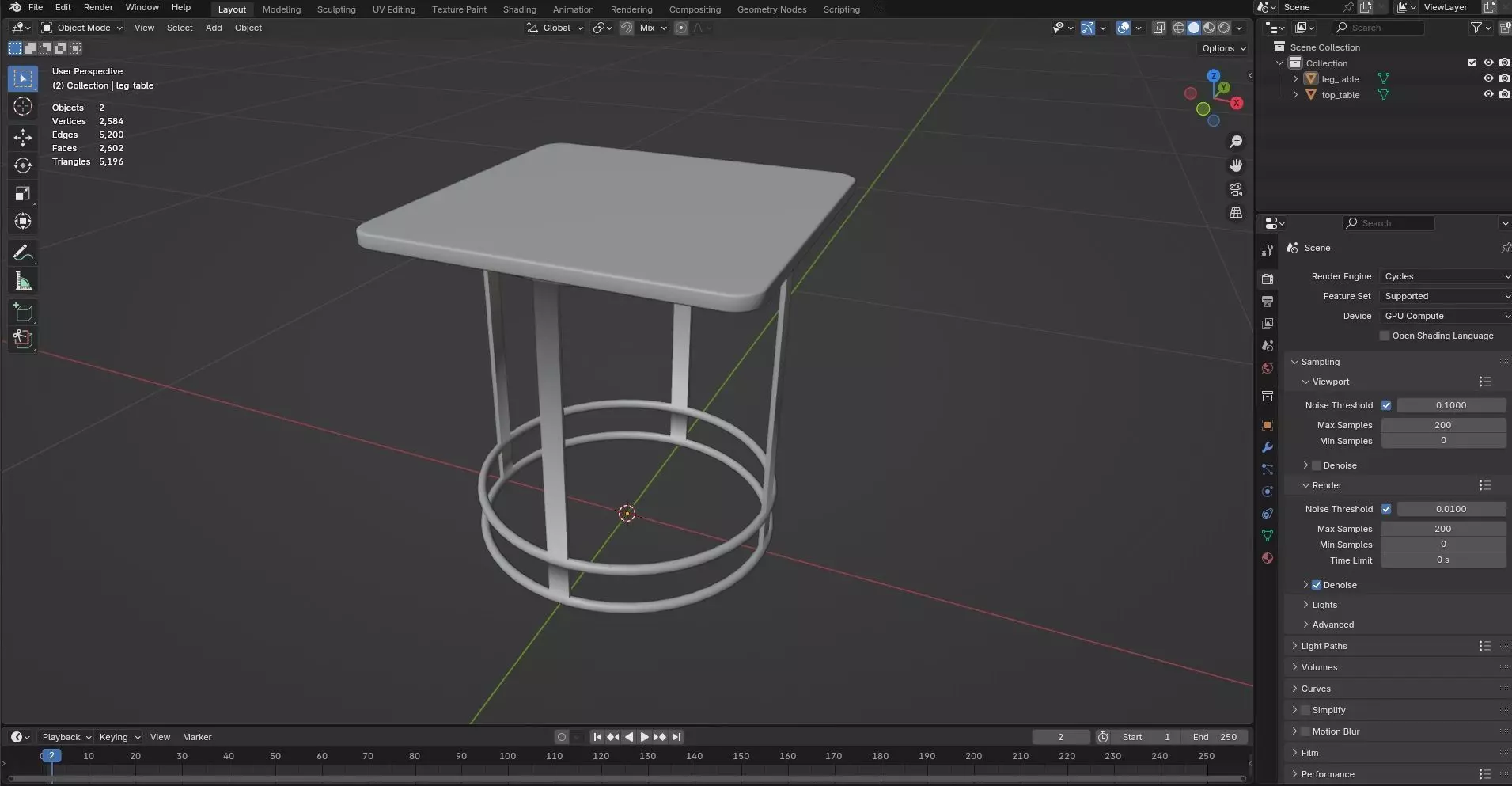 Square Table CG10 3D model_7