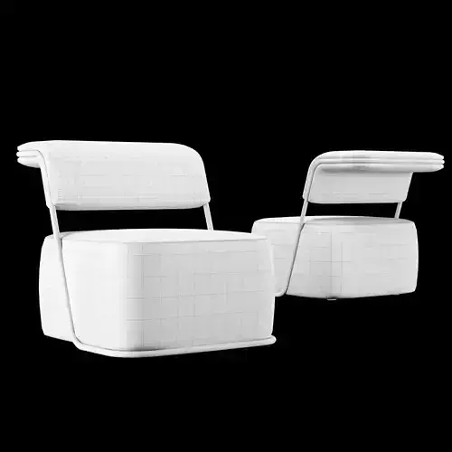 Modern Mid-Century Accent Leather Lounge Armchair 3D model 3