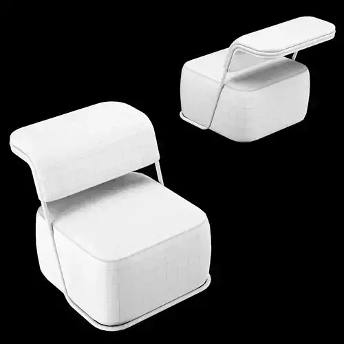Modern Mid-Century Accent Leather Lounge Armchair 3D model 5