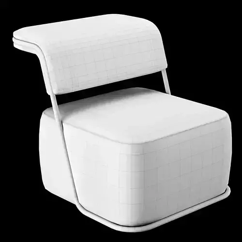 Modern Mid-Century Accent Leather Lounge Armchair 3D model 7