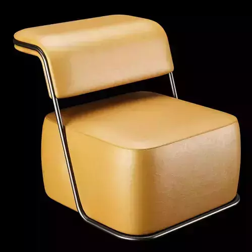 Modern Mid-Century Accent Leather Lounge Armchair 3D model 6
