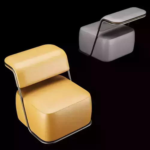 Modern Mid-Century Accent Leather Lounge Armchair 3D model 4