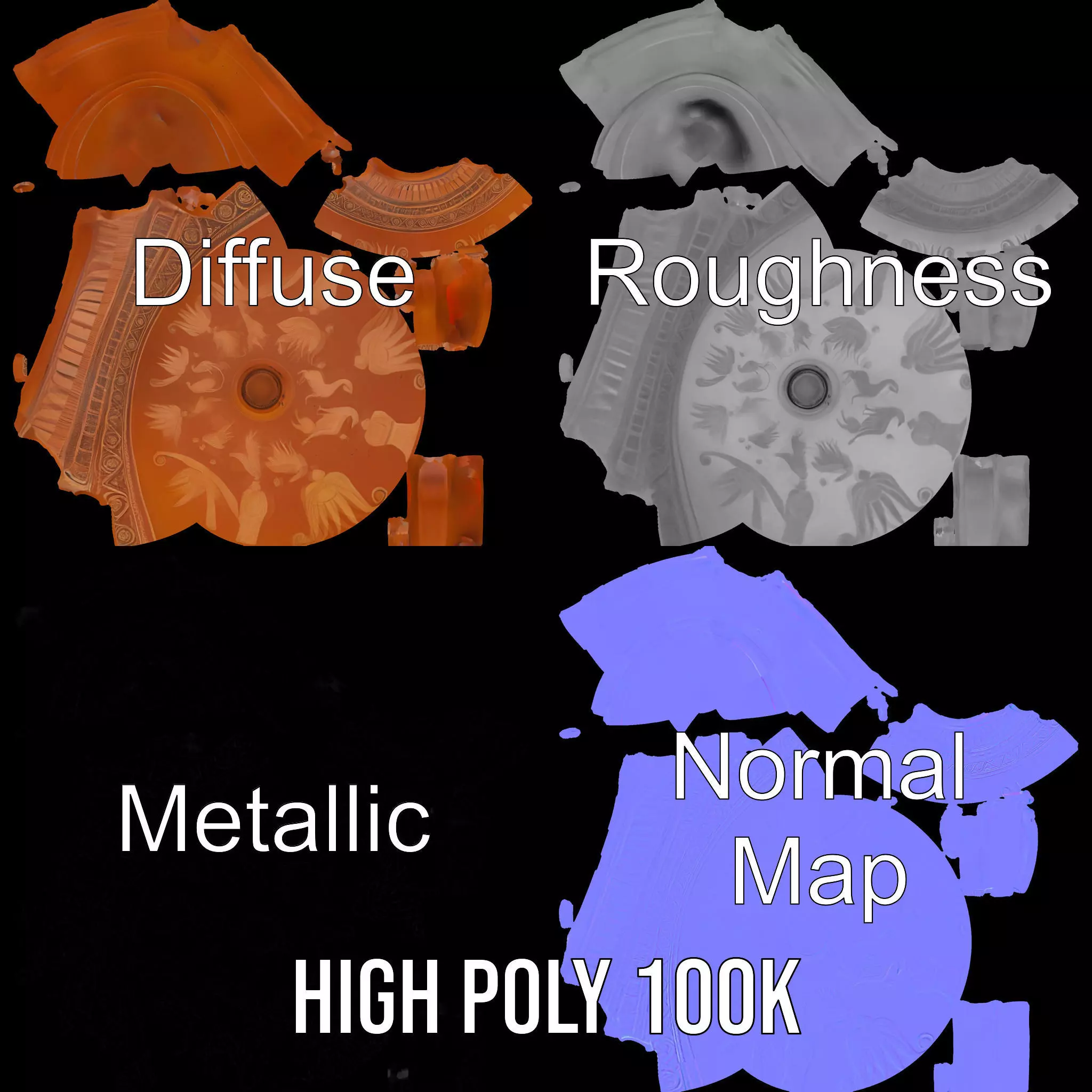 Antique Greek Vase model pack Low-poly 3D model_4