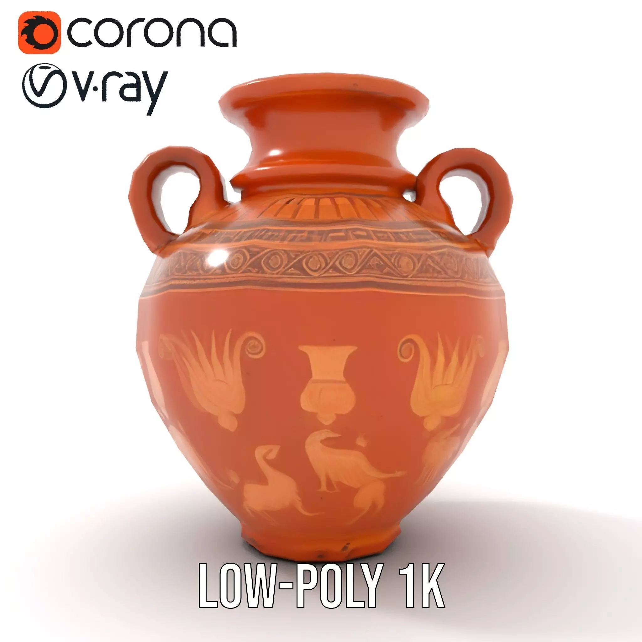 Antique Greek Vase model pack Low-poly 3D model_15