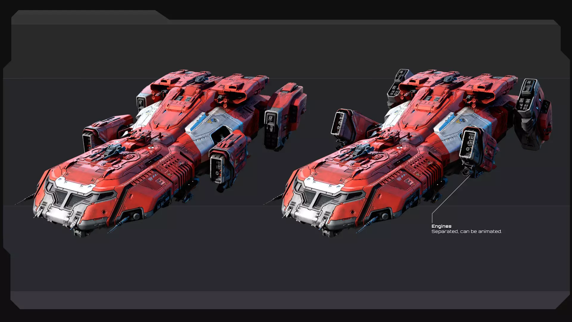 KAIZEN Starship Cruiser Low-poly 3D model_9