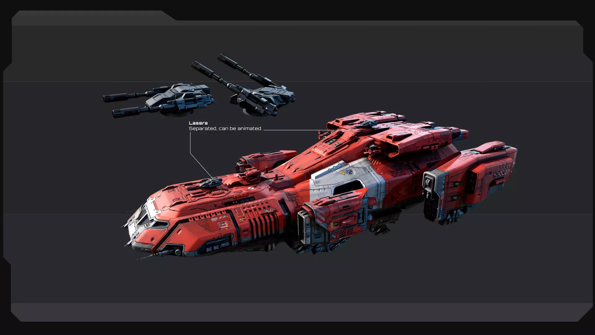 KAIZEN Starship Cruiser Low-poly 3D model_12