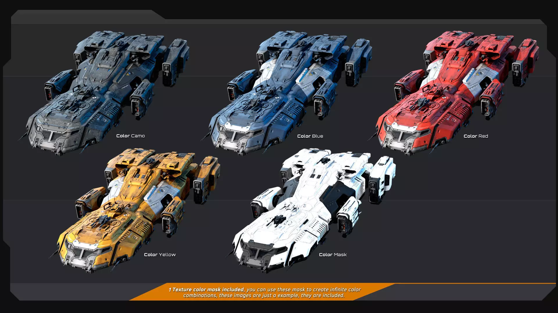 KAIZEN Starship Cruiser Low-poly 3D model_16