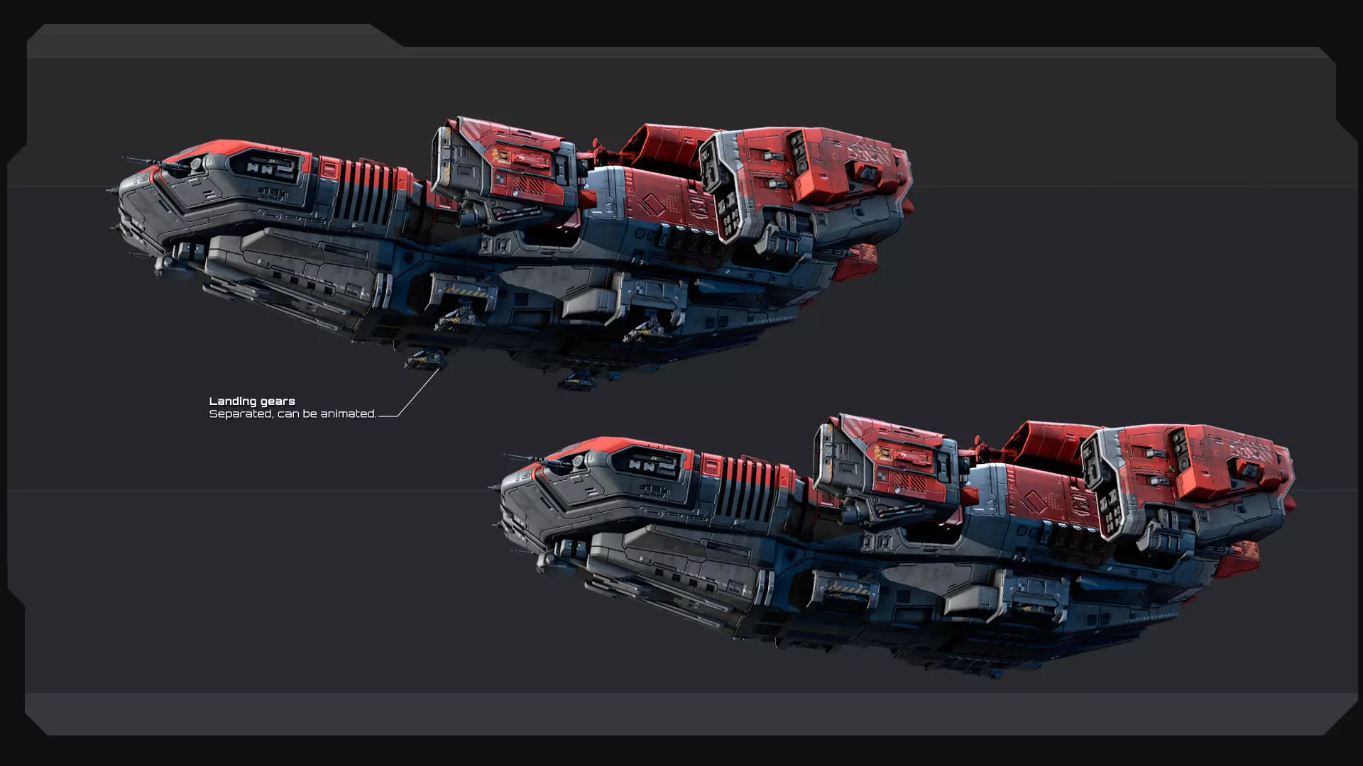 KAIZEN Starship Cruiser Low-poly 3D model_11