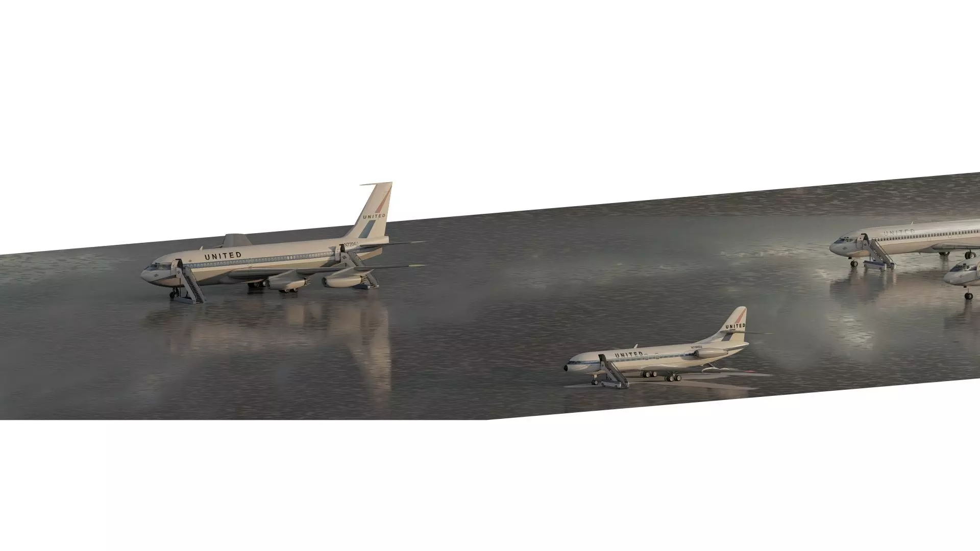 DC-8-62H Boeing 720 Boeing 727 and Caravelle VI-R 3D model_1