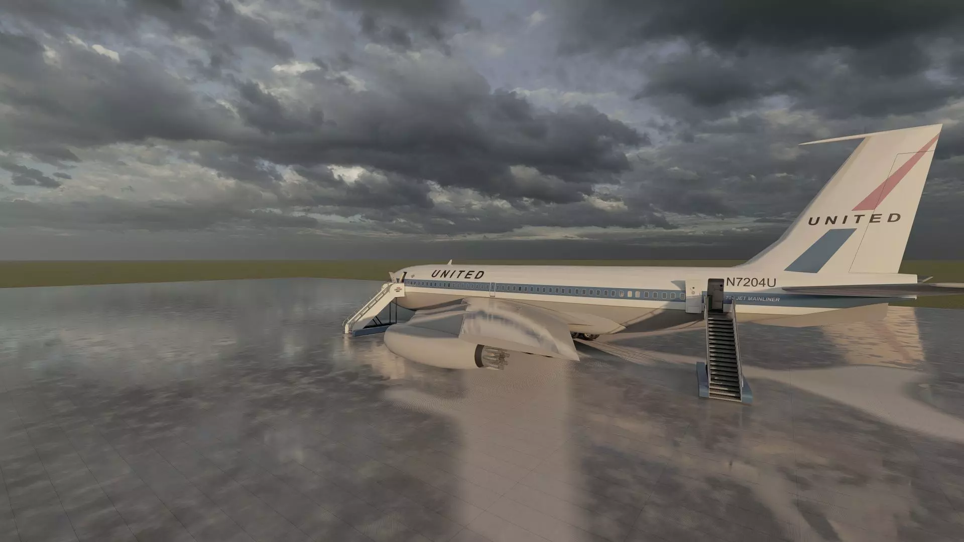 DC-8-62H Boeing 720 Boeing 727 and Caravelle VI-R 3D model_10