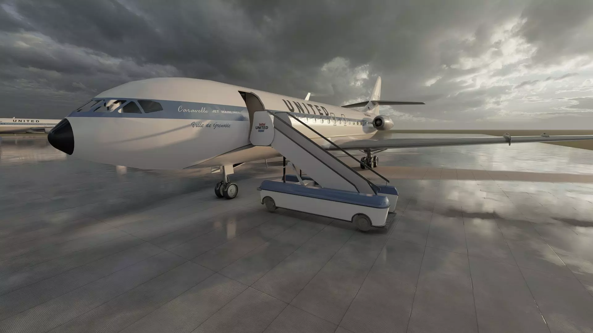 DC-8-62H Boeing 720 Boeing 727 and Caravelle VI-R 3D model_12