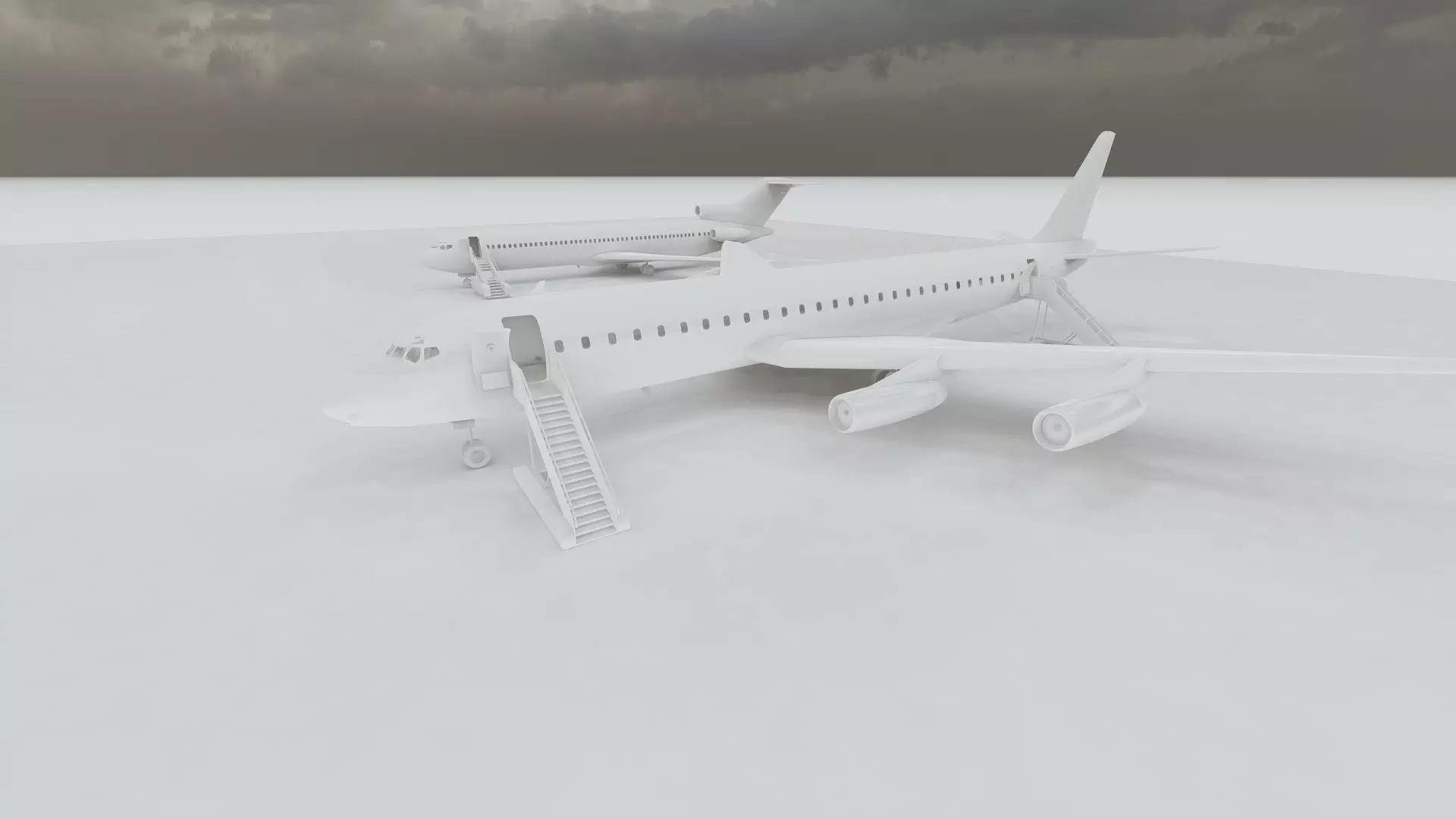 DC-8-62H Boeing 720 Boeing 727 and Caravelle VI-R 3D model_41