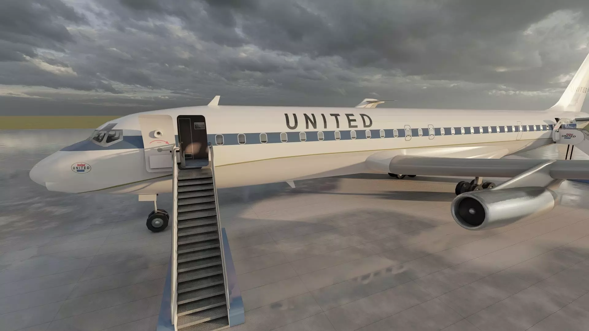 DC-8-62H Boeing 720 Boeing 727 and Caravelle VI-R 3D model_35