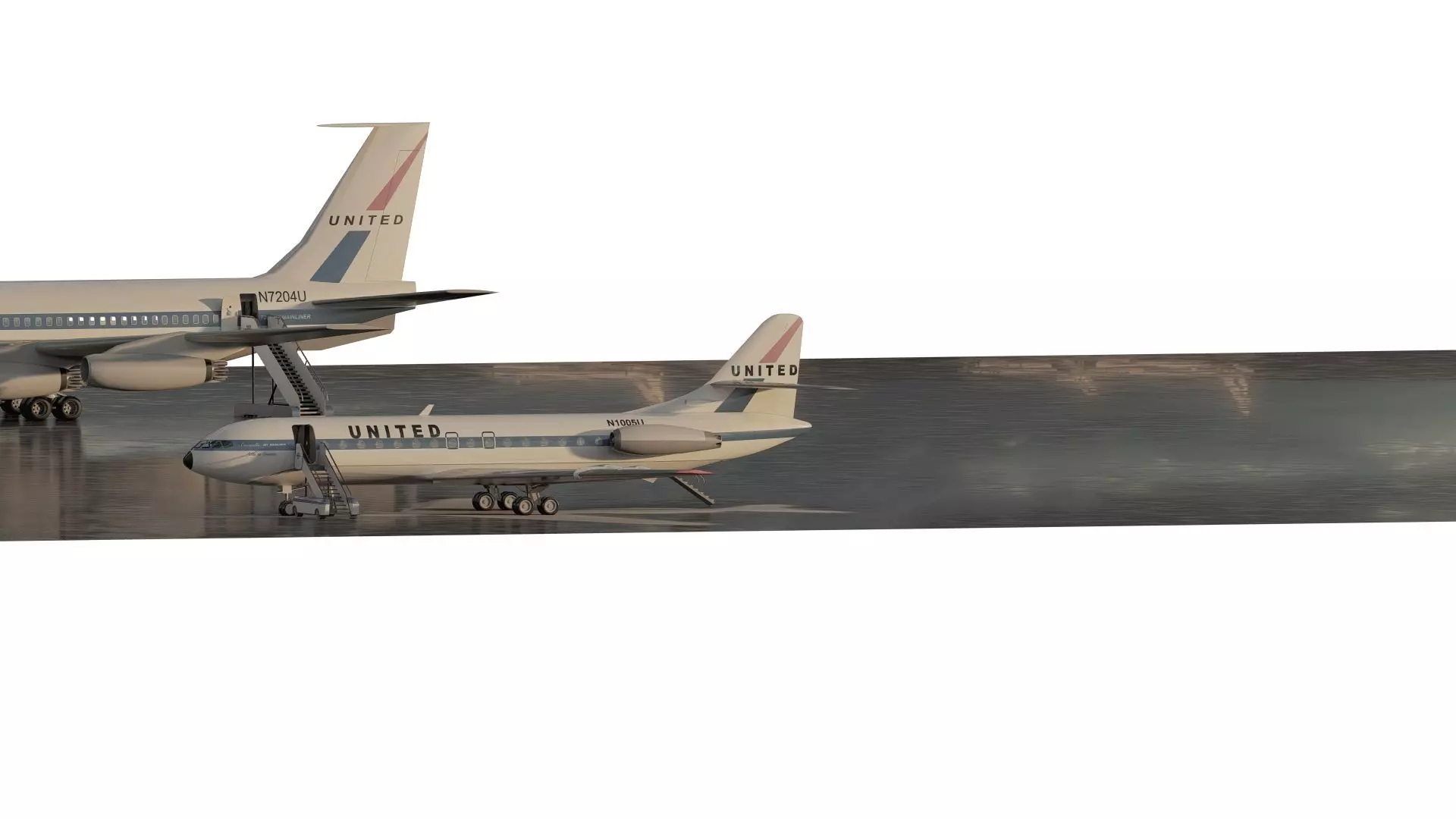 DC-8-62H Boeing 720 Boeing 727 and Caravelle VI-R 3D model_5