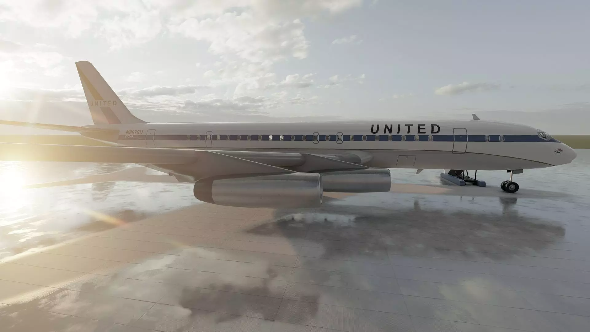 DC-8-62H Boeing 720 Boeing 727 and Caravelle VI-R 3D model_34