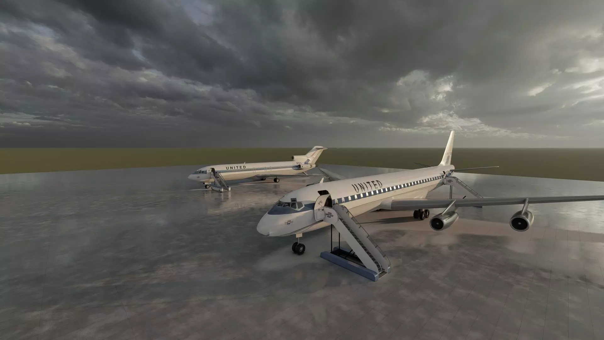 DC-8-62H Boeing 720 Boeing 727 and Caravelle VI-R 3D model_9