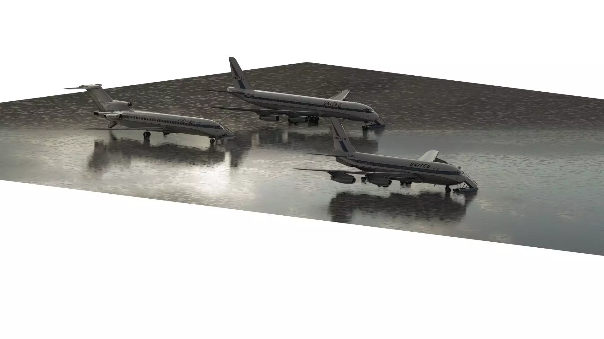 DC-8-62H Boeing 720 Boeing 727 and Caravelle VI-R 3D model_2