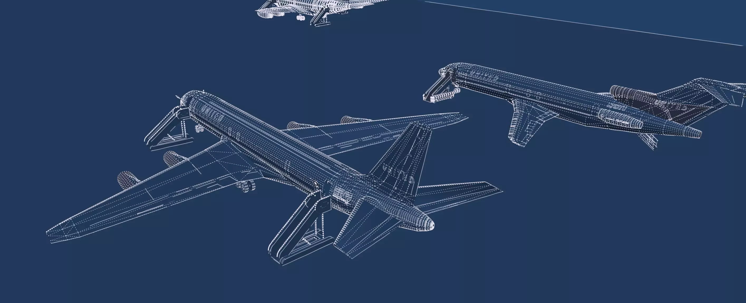 DC-8-62H Boeing 720 Boeing 727 and Caravelle VI-R 3D model_47