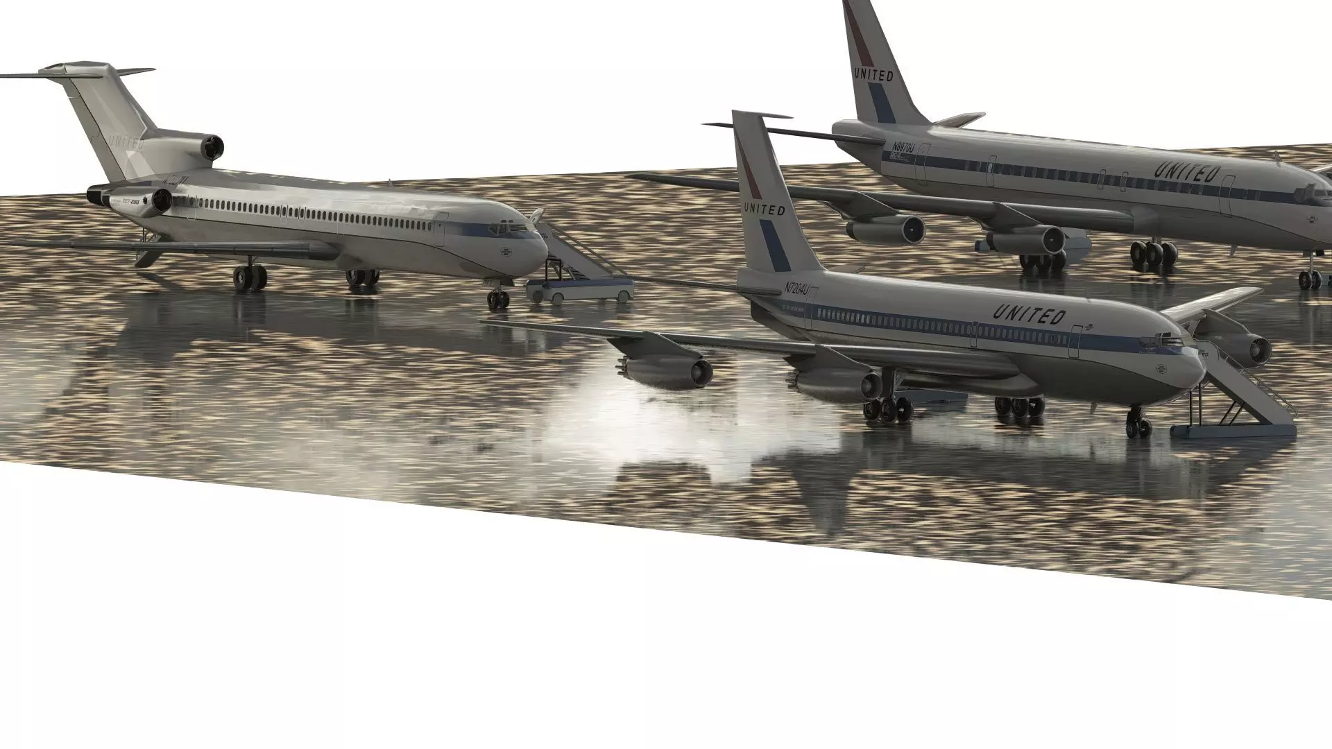 DC-8-62H Boeing 720 Boeing 727 and Caravelle VI-R 3D model_4